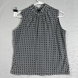 Worthington Women's Casual Sleeveless Keyhole Button Back Mock Neck Blouse PXL